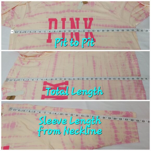 VICTORIA’S SECRET 'PINK' LOGO CREW MID~SLEEVE TIE-DYE ULTRA SOFT TEE - Picture 11 of 16